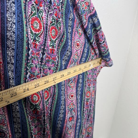 Angie Boho Kimono Cardigan Open Front Floral Paisley Lace Trim Multicolor 3X - Picture 4 of 5